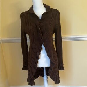 Dressbarn's Collection Brown Ruffled Women's Sweater, Size M